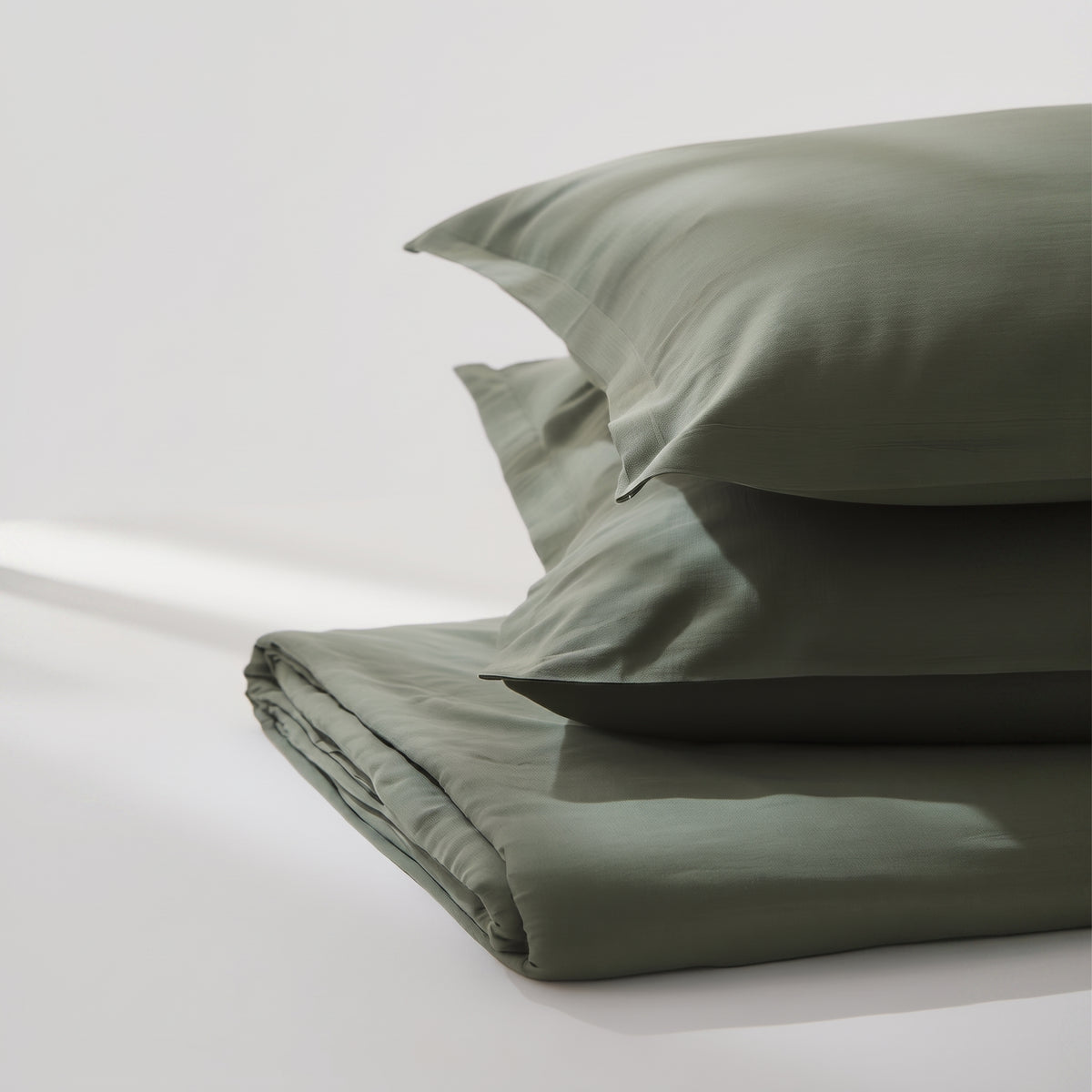 Olive Sheet Set — folded stack