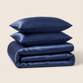 Navy Satin Duvet Cover Set