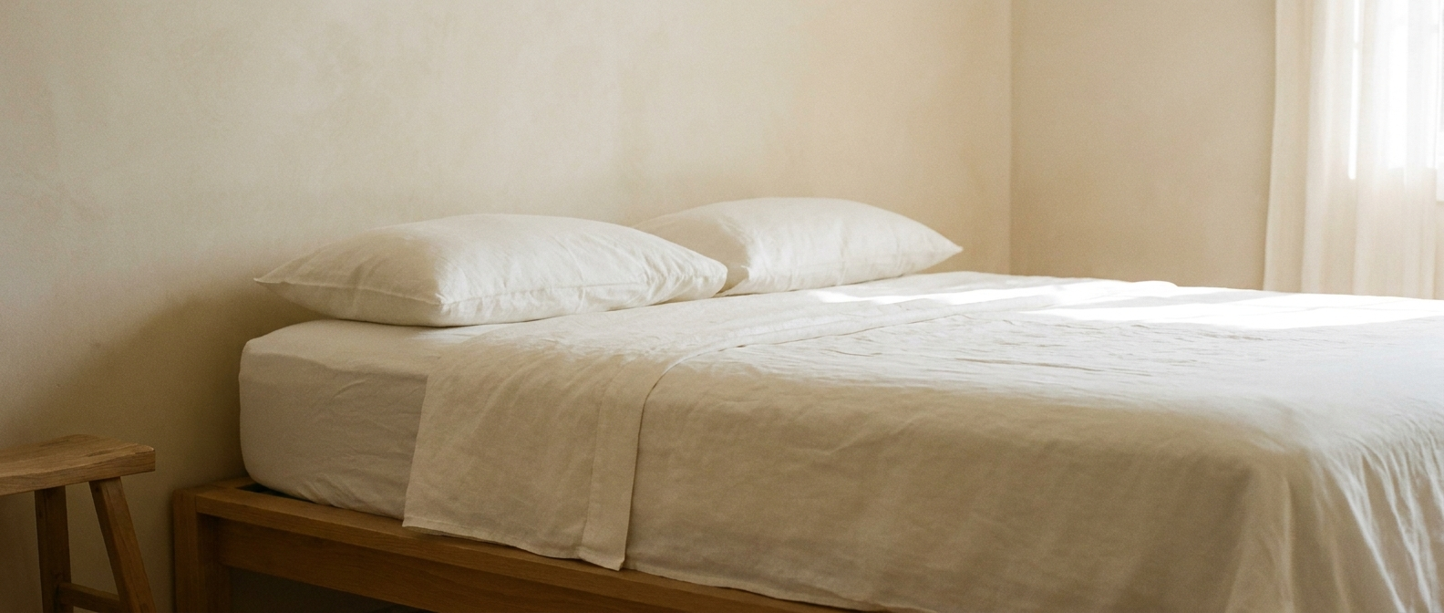 Crisp cotton sheets with the flat sheet folded back