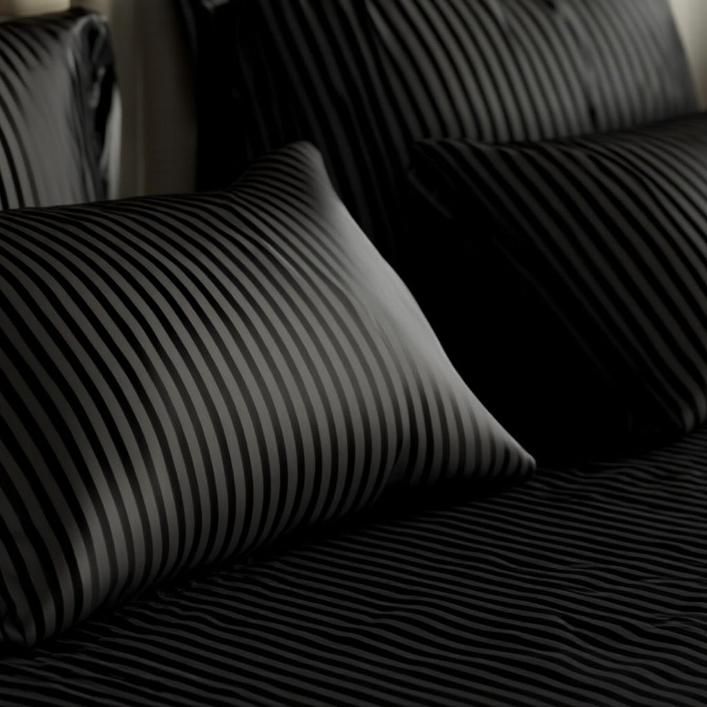 Midnight Stripe Cotton Bedding Set