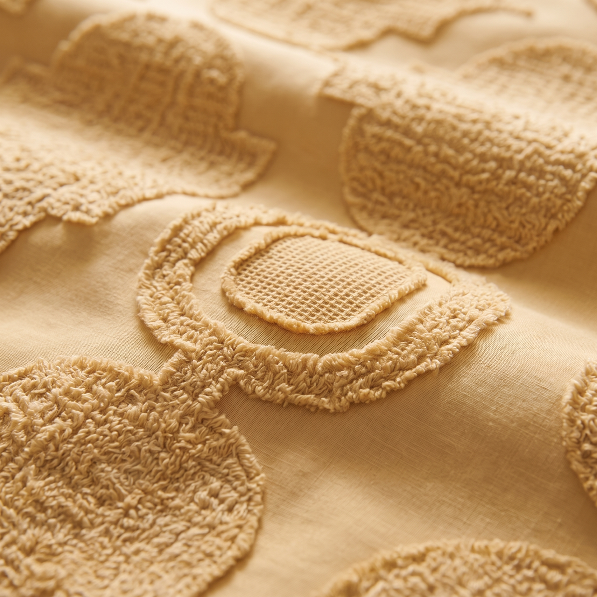 Honeycomb Duvet Cover Set, fabric close-up, honey gold with a raised honeycomb