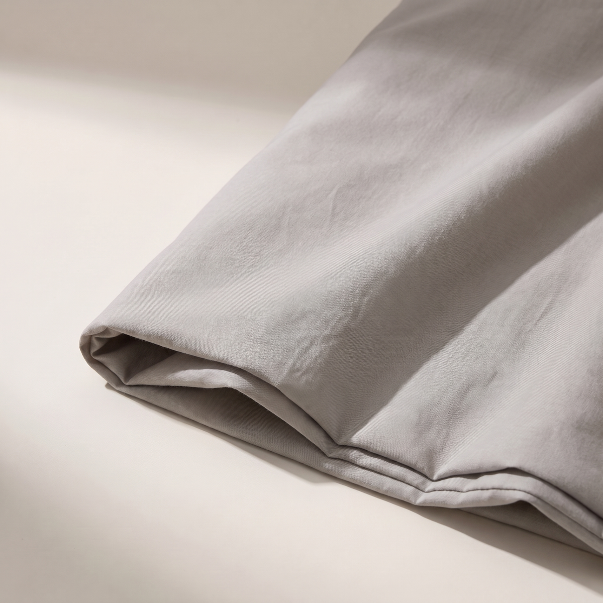 Stone Duvet Cover Set, fold detail, warm stone gray