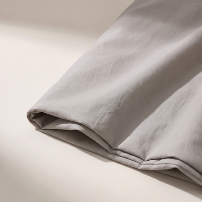 Stone Duvet Cover Set, fold detail, warm stone gray