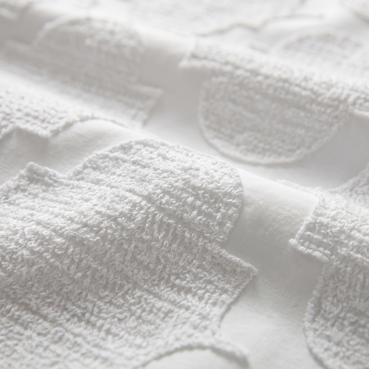 Lattice Duvet Cover Set, fabric close-up, white on white raised lattice