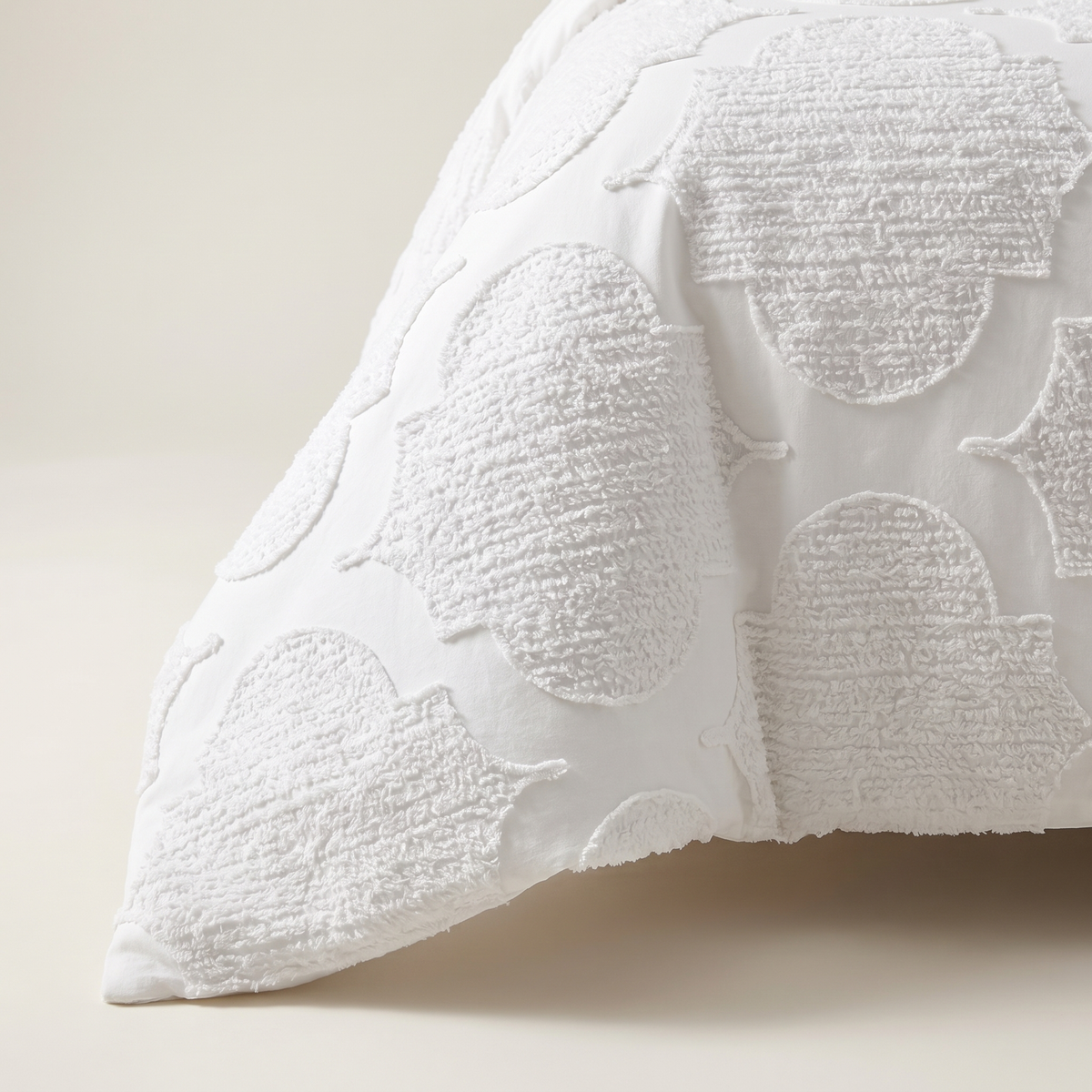 Lattice Duvet Cover Set, fold detail, white on white raised lattice