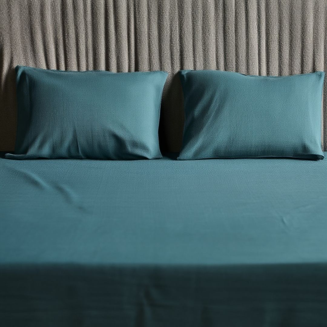 Teal Flora Cotton Bedding Set
