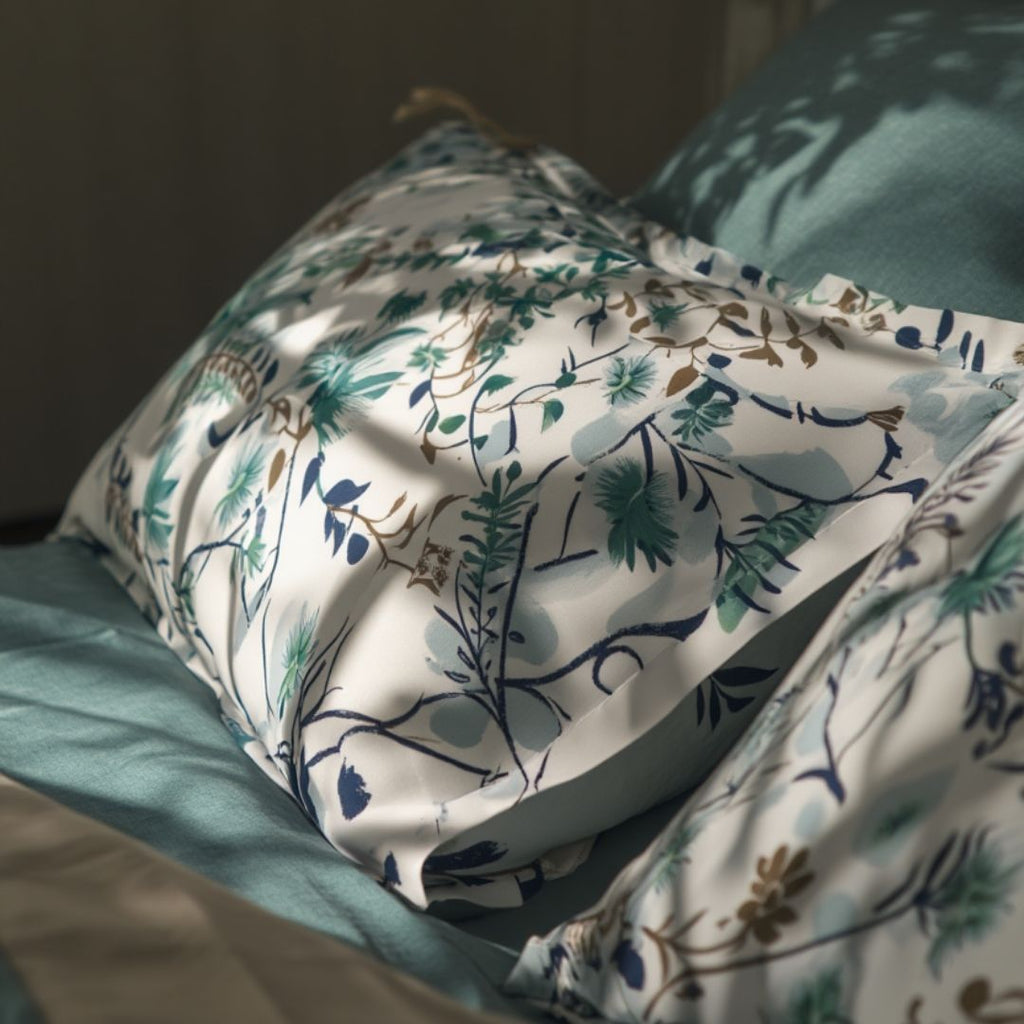 Teal Flora Cotton Bedding Set