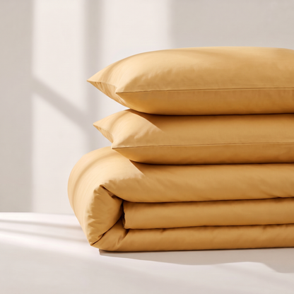 Honey Duvet Cover Set, folded stack, warm amber