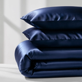 Navy Satin Duvet Cover Set