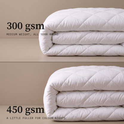 Diamond Duvet, thickness guide 300 gsm and 450 gsm