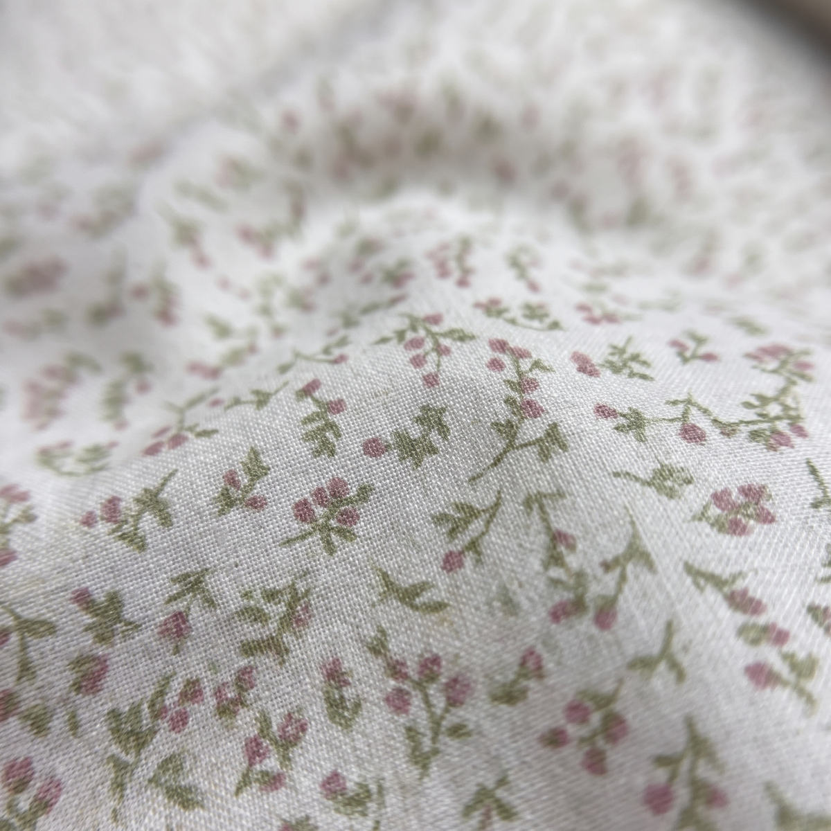 Fern Duvet Cover Set, fabric close-up, tiny sprigs on cream