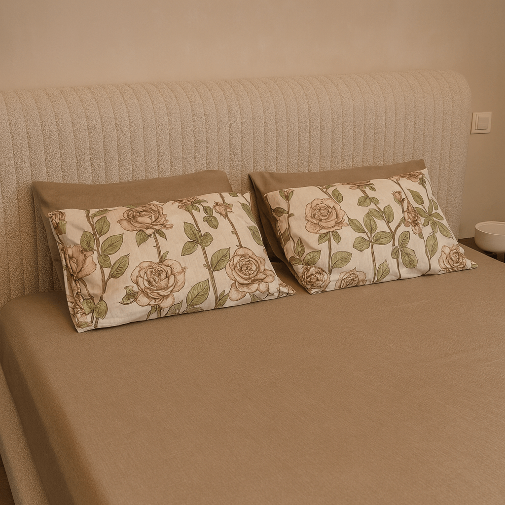 Almond Beige Cotton Bedding Set - Royal