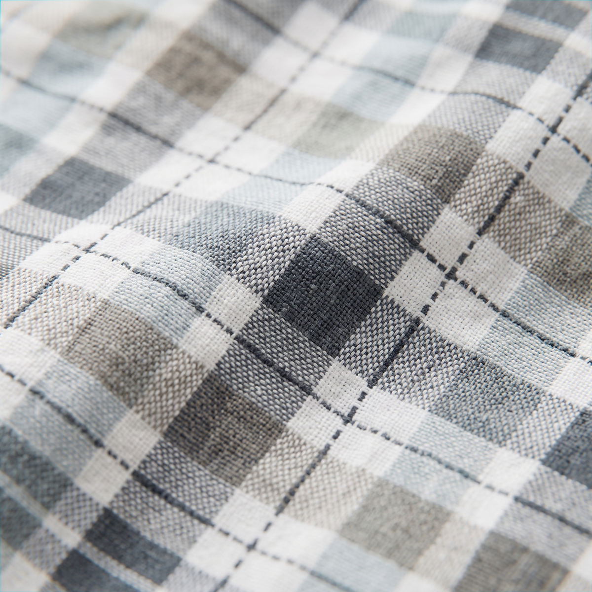Oxford Duvet Cover Set, fabric close-up, gray and slate blue plaid