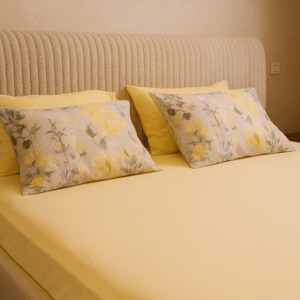 Butter Yellow Cotton Bedding Set - Royal