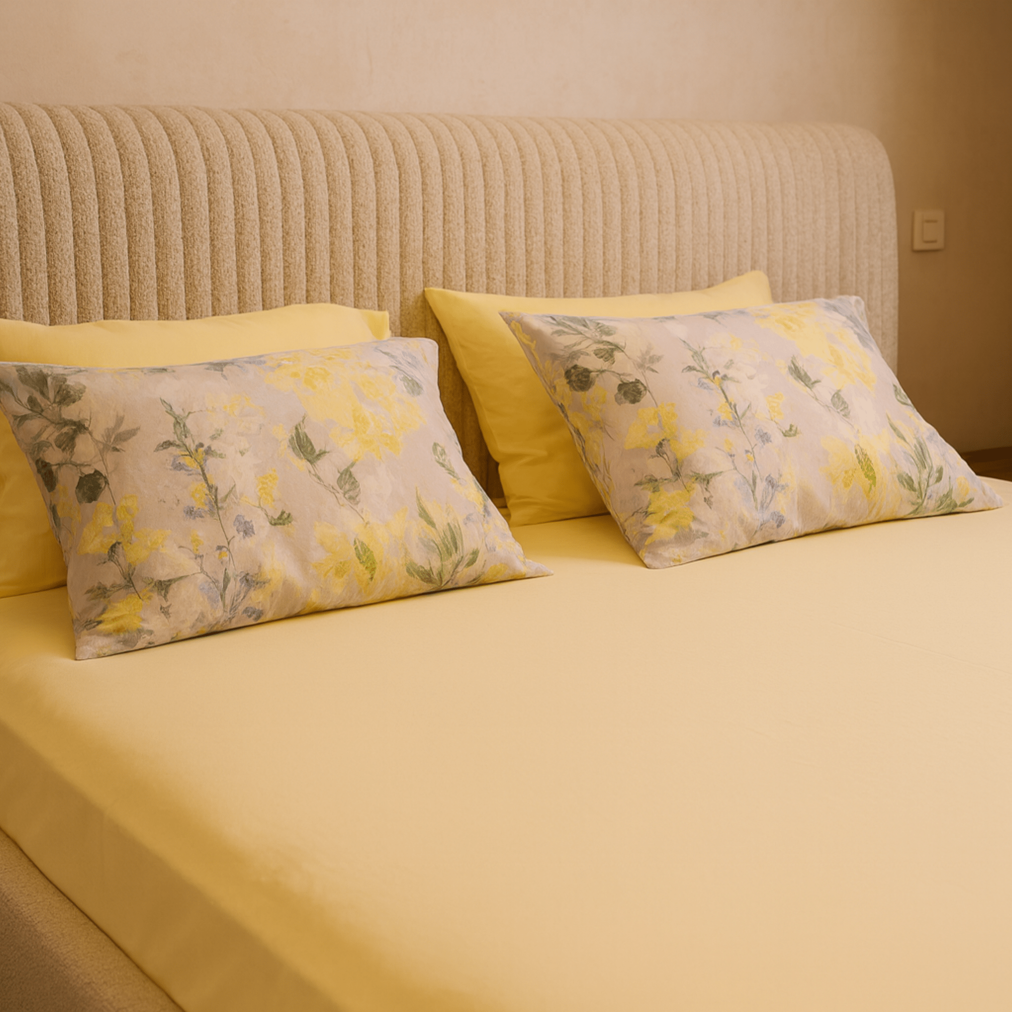 Butter Yellow Cotton Bedding Set - Royal