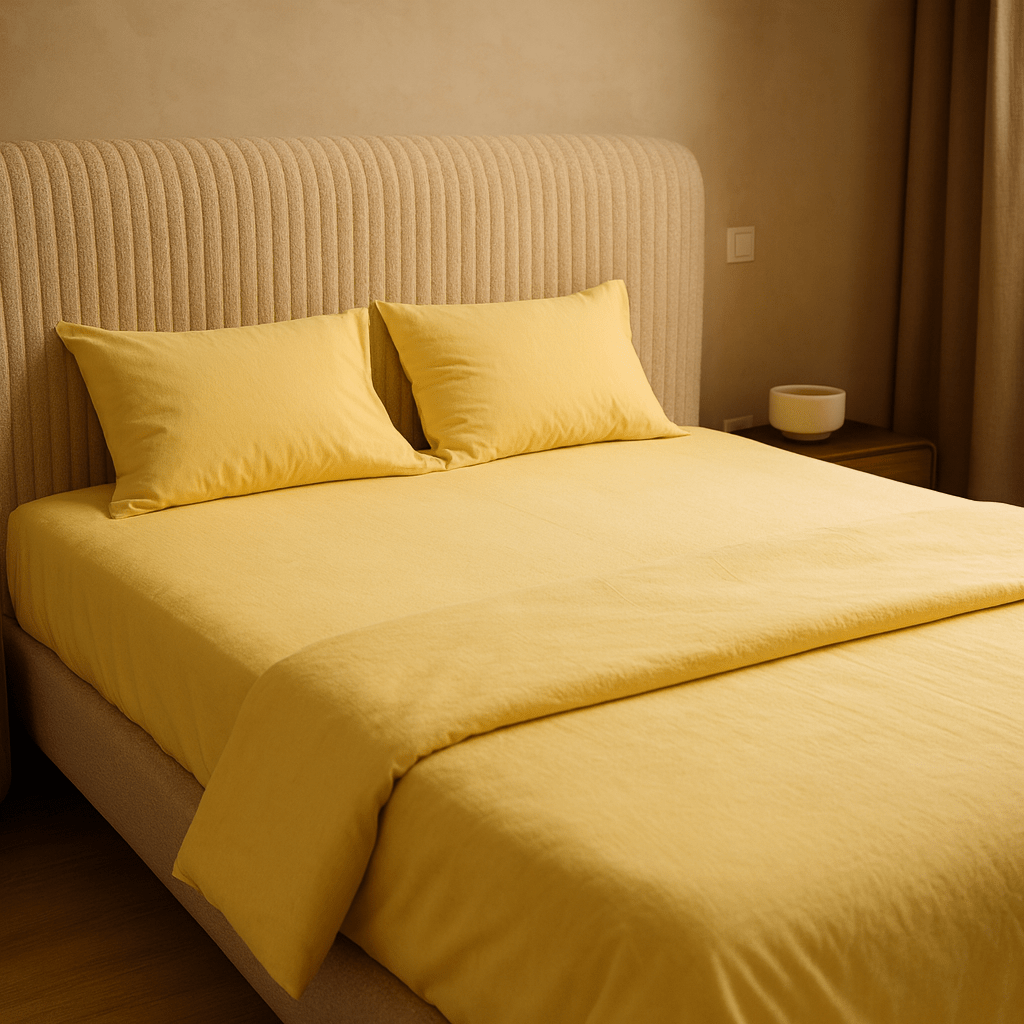 Butter Yellow Cotton Bedding Set - Royal