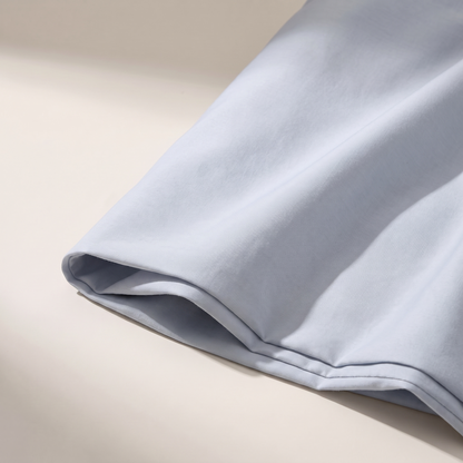 Aqua Duvet Cover Set, fold detail, pale water blue