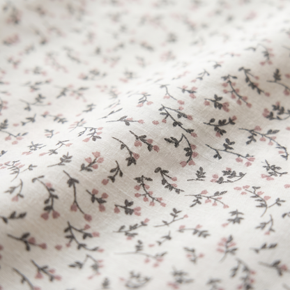Rosewood Duvet Cover Set, fabric close-up, fine gray vine on white
