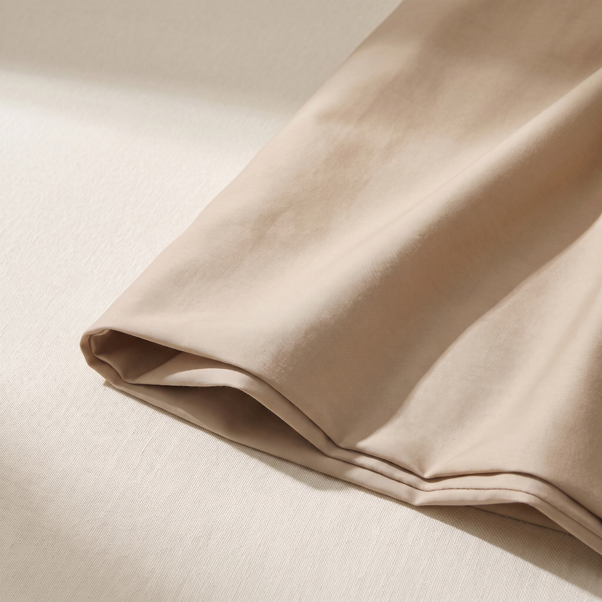 Sand Duvet Cover Set, fold detail, warm tan