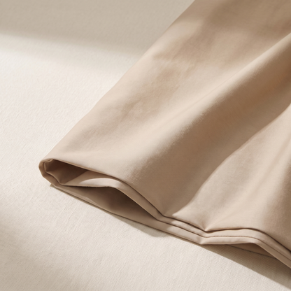 Sand Duvet Cover Set, fold detail, warm tan