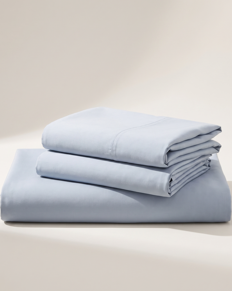 Aqua Sheet Set, folded stack