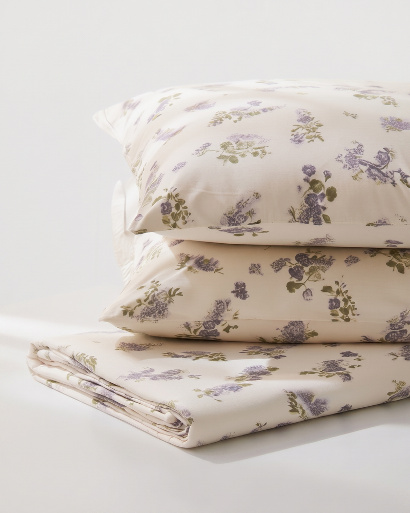 Lavender Sheet Set, folded stack