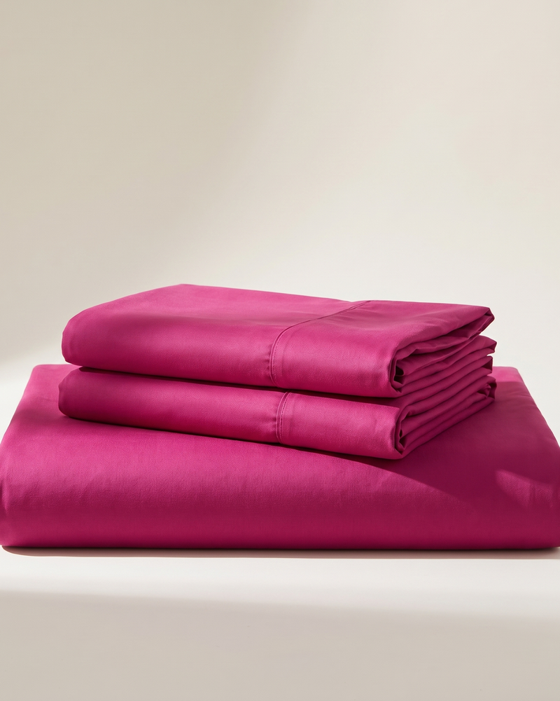 Fuschia Sheet Set, folded stack