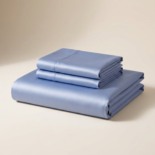 Sea Satin Sheet Set — folded stack