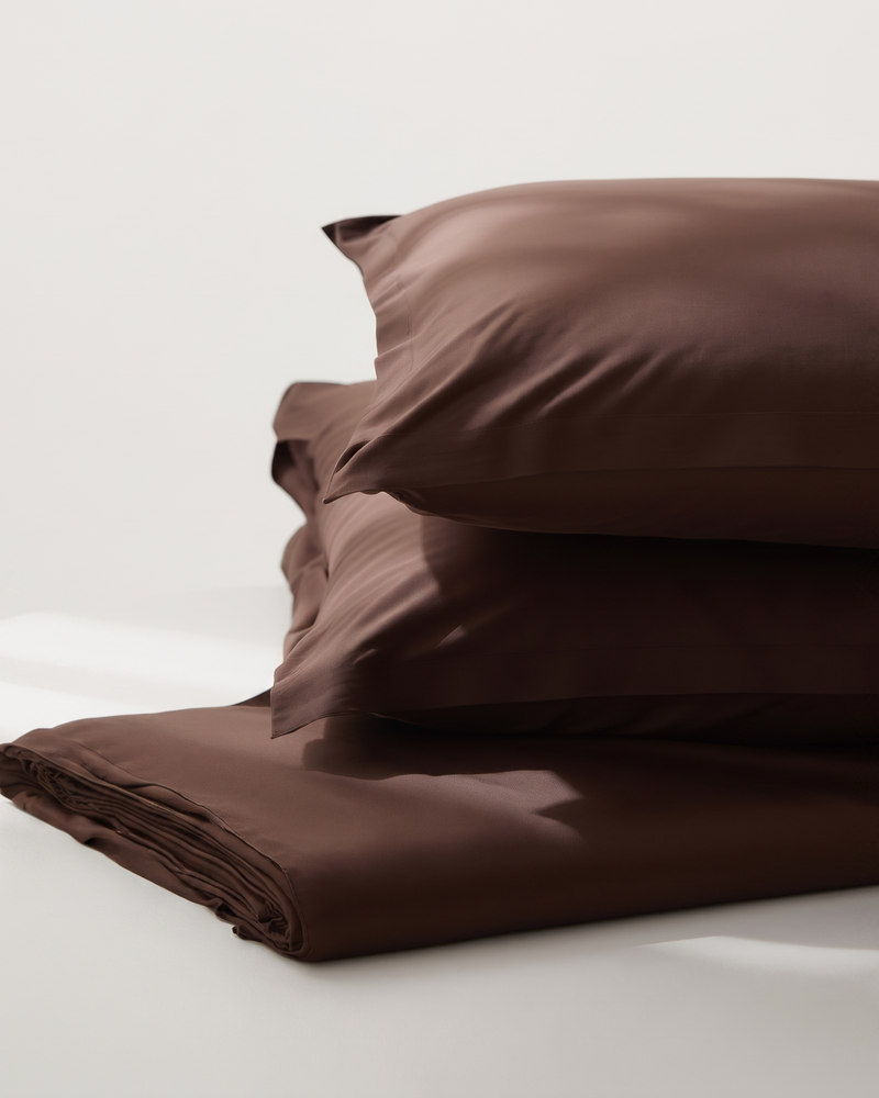 Mocha Sheet Set, folded stack