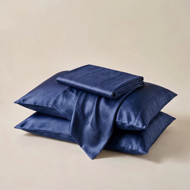 Navy Satin Sheet Set