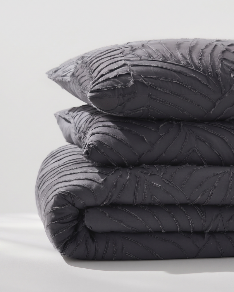 Obsidian Duvet Cover Set, folded stack