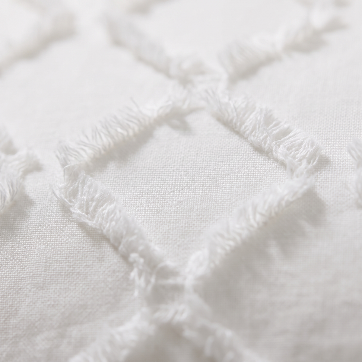 Pearl Duvet Cover Set, fabric close-up, ivory with a raised diamond