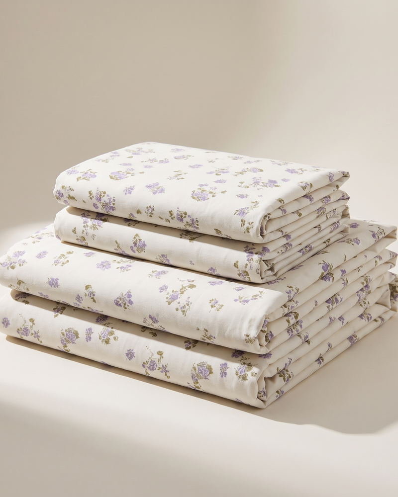 Lavender Duvet Cover Set, folded stack