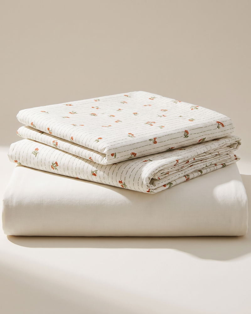 Blossom Sheet Set, folded stack