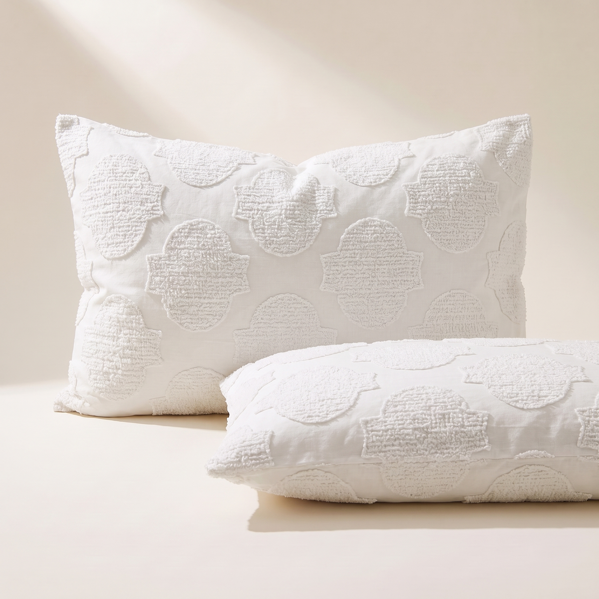 Signature Pillowcases in Lattice, white on white raised lattice, set of 2
