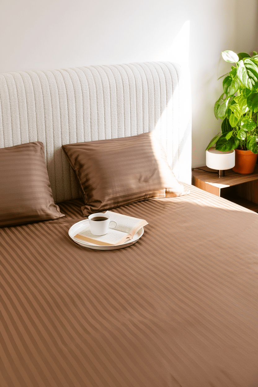 Mocha Stripe Bedding Set - Royal